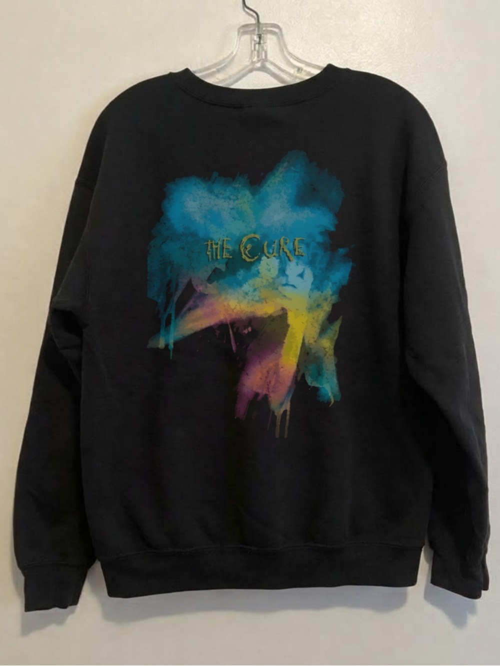 Gildan Black The Cure Graphic Crewneck Sweatshirt